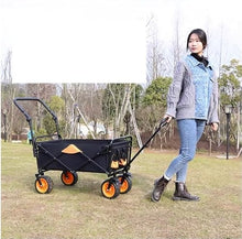 Trolley Cart Outdoor Folding Utility Wagon Garden Foldable Wagon Cart with Brake and Adjusting Handle Camping Cart Garden Wagon