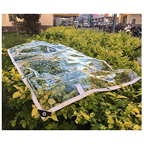 ZHANGQINGXIU Transparent Tarpaulin, Waterproof Weather Resistant PVC Curtain Panel with Grommets, Outdoor Canopy Garden Furniture Covers, 48 Sizes (Color : Clear, Size : 4x6m)