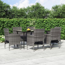 Xolmizyn 7 Piece Patio Dining Set, Outdoor PE Rattan Garden Furniture Table and 6 Chairs with Cushions, Weather-Resistant Backyard Seating for Dining