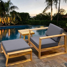 Finca ancha Patio Furniture Set with Small Outdoor Table, Versatile Patio Bar Set w/Sillas para Balcon, Durable Acacia Wood Frame, Sillas para Patio Exterior for Garden or Poolside (Natural+Grey)