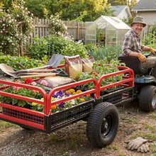 Heavy Duty Utility Trailer, 1500 LB Capacity, 15 Cu.Ft ATV Trailer Pull Behind with Removable Sides & All Terrain Tires, Lawn Tractor Dump Cart for Garden Yard, Red