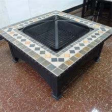 Outdoor Fire Pit Large Outdoor Slate Brazier Multi-Function Desktop Courtyard Grill Fire Granite Cold-Rolled Plate Brazier for Garden Patio (Color:Granite,Size:91x91x62cm) Grill Barbecue Rack (Gran