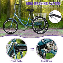 DoCred Adult Folding Tricycle 7-Speed 20/24/26-Inch Peacock Blue