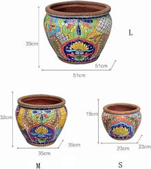FAFACAI Rural Outdoor Courtyard Flowerpot Hand-Painted Colorful Classical Planter Ceramic Plant Pot Large Flower Pot European Flowerpot Garden Balcony Decoration Bonsai Pot (51 * 39cm)