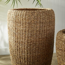 MY SWANKY HOME Elegant Tall Tapered Round Planters Set of 2 Woven Seagrass Baskets Minimalist
