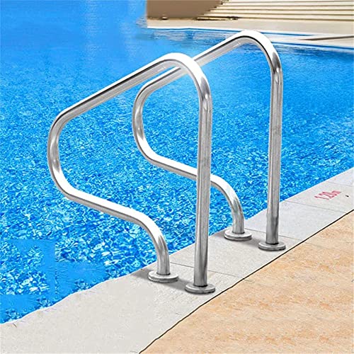 BSNANCA Safe and Comfortable Pool Handrail Stool, 3 Curve Stainless Steel Pool Handrail, Quick Installation, Pool Ladder with Perfect Grip,Full Set Accessories