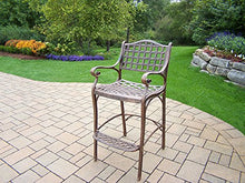 Oakland Living Elite Bar Set with Table, 4 Cushioned Stools, Umbrella & Stand Antique Bronze