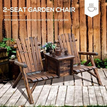 Outdoor Patio Loveseat Modern Wood 2-Seat Patio Conversation Set Built-in Coffee Table Porch Furniture for Garden Lawn Backyard 63.75" L x 32.75" W x 38.25" H