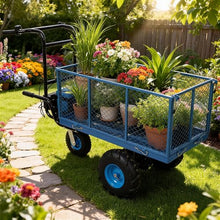 KEIKI Electric Transportation Cart, 24V DC 700W Motor Powered Utility Garden Wagon Dump Cart, 660 lbs Load Capacity with Metal Handle & 13" Track Wheels, Yard Cart & Wagons for Lawn, Blue