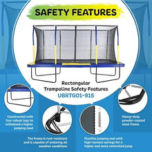Upper Bounce Rectangle Trampoline Set with Premium Enclosure Blue/Yellow