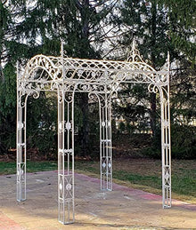 Zaer Ltd. International 10.5 Ft. Tall Square Metal Garden Gazebo Antique White