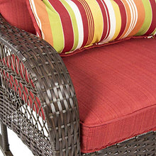Outdoor Wicker Rocking Chair with Soft Cushions Wide Armrest Tall Backrest Lean Back Relaxing Lounging Comfort Weight Capacity of 250 LBS Great for Any Backyard Patio Porch Lawn Or Garden Use