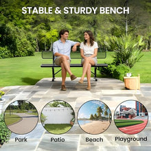 Sunnibety 8 Feet Heavy Duty Metal Park Bench for Outside, Outdoor Bench with Backrest & Portable Frame, Commercial Benches for Shopping Malls, Stores, Parks, Patios, Decks, Black