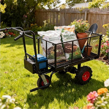 TYMMC Electric Transportation Cart 700W Motor Powered Utility Garden Dump Wagon 660 lbs Load Capacity Black Yard Cart for Lawn