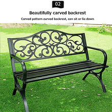 Outdoor Garden Bench,Outdoor Garden Patio Bench For Your Leisure Time, Park Benches For Outside, Cast Iron Metal Garden Bench, Conservatory, Patio, Lawn Or Garden Seat - 2 Sea，Red Cross table legs