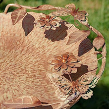 Zaer Ltd. Set of 3 Aged Copper Finish Parisian Birdbaths with Leaves and Butterflies or Birds on Edge (Set/3 with Butterflies)
