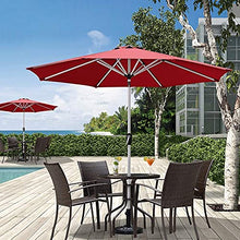 USZWBY Red Garden Parasol with Hand-Crank Lift & Tilt,Outdoor Sun Shade Umbrella for Beach/Pool/Patio/Coffee,2.7m
