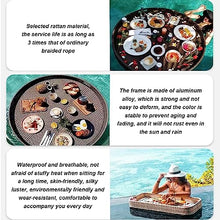 Round Perforated Water Floating Breakfast Tray, Large-Capacity Rattan Dinner Plate, Home Pool Villa Fruit Basket, Outdoor Party Photo,Brown,80CM