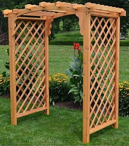 Amish-Made Jamesport Style Cedar Arbor - 6' Wide Walkthrough, Mushroom Stain