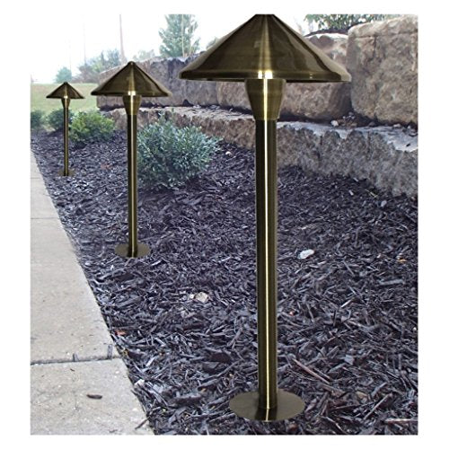 Ignite 12V LED Brass Pathway Landscape Lighting - (9) 3 Watt Fixtures Brass