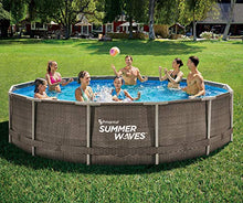 PolyGroup Summer Waves 14ft x 36in Wicker Metal Frame Pool Set Brown