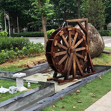 Water Wheel Fountain,Wheel Waterfall Wooden Outdoor Wheels Fountain Vintage Rustic Ornamental Pond Decorative,for Balcony Patio Garden Fountain,Porch,Yard (Size : Diameter 90cm)