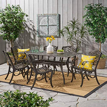 Christopher Knight Home Hallandale 7-Pc Outdoor Sarasota Dining Set Hammered Bronze
