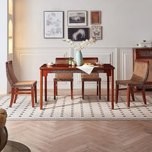HEAIQI Coffee Table Wooden Dining Table Living Room Retro Rattan Rural Square Restaurant Negotiation