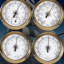 OREKPOT Glass Barometer,Outdoor Temperature Gauge, Traditional Barometer 115mm Wall Mounted Thermometer Hygrometer Barometer Watch Tidal Clock Weather Station Copper Shell for Hotels,