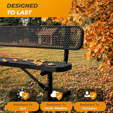 OUTTANS Heavy-Duty Outdoor Metal Bench (6 Ft - Portable with Back, Black)