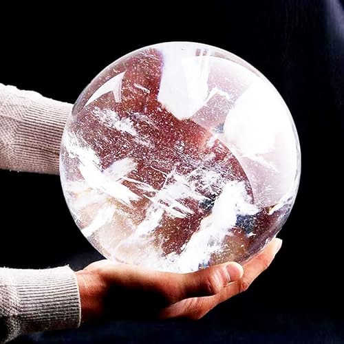 MPUTTCOXN Melting/Natural Multicolor Crystal Quartz Ball with Stand for Healing/Divination/Chakra Balance/Yoga/Home/Office FengShui Decoration (Re-constituted White Crystal Ball, Diameter 20cm)