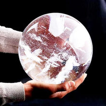 MPUTTCOXN Melting/Natural Multicolor Crystal Quartz Ball with Stand for Healing/Divination/Chakra Balance/Yoga/Home/Office FengShui Decoration (Re-constituted White Crystal Ball, Diameter 20cm)