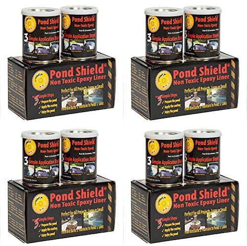 Pond Shield Pond Armor SKU-BLACK-QT4P Black 1.5 Quart kit 4 Pack Non-Toxic epoxy Coating