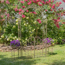 8 Feet Tall Garden Gate Archway with 2 Side Plant Stands Genevieve (Antique Bronze)