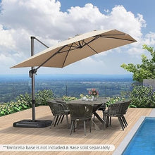 DSWMY 10' X 13' Cantilever Parasol Replacement Fabric Rectangle 8 Ribs Garden Umbrella Canopy Replacement Cloth, Large Patio Parasol Top Cover Anti-UV(Khaki)