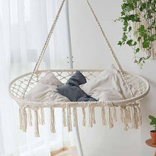 MaGiLL Portable Swing Indoor and Outdoor Camping Hanging Swing Cradle Woven Tassel Lightweight Hanging Basket Net Hammock (Color : D, Size : Light Grey)