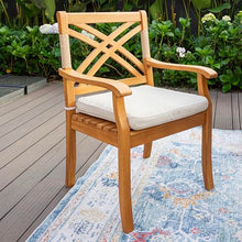 Cambridge Casual Sierra 7 Piece Teak Outdoor Dining Set with Extendable Dining Table, Includes 6 Dining Chairs with Seatpad, and Extendable Dining Table with Umbrella Hole