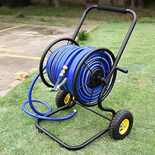 FKTHYO Garden Hose Reel Heavy Duty,Agricultural Irrigation Portable Hand-Push Hose Cart with Rollers, Outdoor Car Cleaning Hose Truck with Hose Spray Gun,50M (80M)