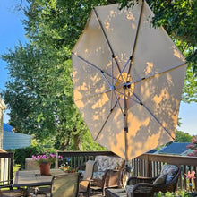 OROTLECT 132'' Double Top Solar Powered LED LightedRound Cantilever Umbrella With Base,Beige