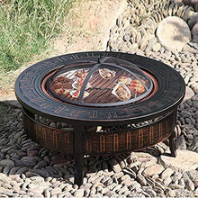 Fire Pits Outdoor 32-inch Campfire Pit Stool Set, Burning Fire Bowl, Grill with Mesh Spark Sieve Cover Grate Poker