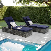 Durable Patio Furniture Set, Foldable Patio Bar Set w/ Sillas Para Balcon, High-Density Wicker Sillas Para Patio Exterior, 600 lbs Capacity, Ergonomic Wave Design, No Assembly Needed (Dark Blue)