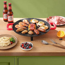 Round Barbecue Stove Household Electric Barbecue Pot Plate Smokeless Non-stick Grill(34CM)