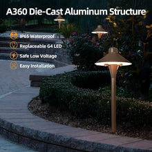 VISTA 4-Pack Cast Aluminum Pathway Lights, 12V Low Voltage Landscape Lighting, 100FT 14/2 Landscape Wire, Path Lights with 1.5W 3000K G4 LED Bulb for Outdoor Walkway Yard Garden Driveway