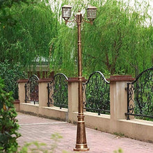 Xinmeiyue Antique Bronze Solar Lantern Post Light - 2-Lights Decorative Outdoor Column Lamp for Garden, Garage, and Courtyard(2.5m)