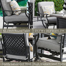 PatioFestival Patio Conversation Set with Propane Fire Pit and Rocking Chairs, 5 Pcs Grey