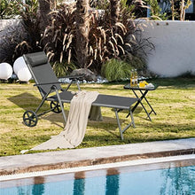 TEOYETTSF 2-Piece Folding Recliner Chair with Aluminum Reclining Backrest and Adjustable Wheels
