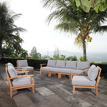 Modway EEI-1817-NAT-GRY-SET Marina Premium Grade A Teak Wood 8-Piece Outdoor Patio Furniture Set, Natural Gray