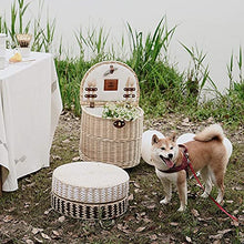 qiuqiu Picnic Basket, Wicker Picnic Basket, Multifunctional Roller Type Rattan Picnic Basket, Hand-Woven Trolley Willow Basket, Egg Candy Gathering, with Lid and Handle