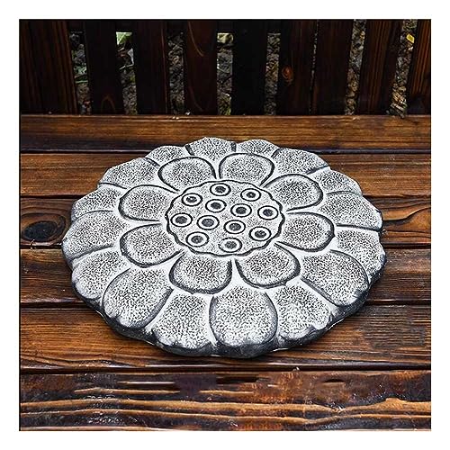 Retro Outdoor Stepping Stone, Creative Lotus Shape Decorative Stone For Garden Relief Carved Patterns Three-dimensional Fullness Lawn Paving Tiles Outdoor Courtyard Path Stone ( Color : 3PCS , Size :