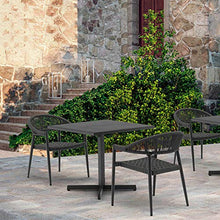 Whiteline Modern Living Leyla Indoor/Outdoor Dining Armchair, Aluminium in Gray, 6mm oifen Rope seat and Back in Gray, Stackable (Set of 4)
